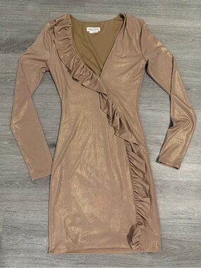 Lovers + Friends Shimmery Ruffle Wrap Dress